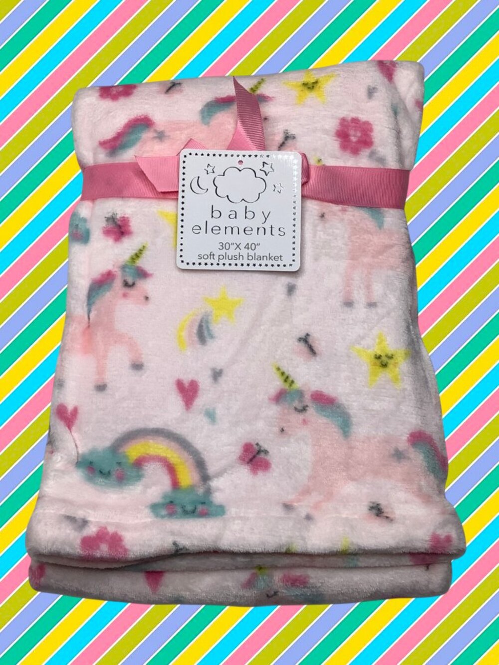 NWT Baby Blanket Unicorns Rainbows Hearts Stars Butterflies Floral Plush Toddler